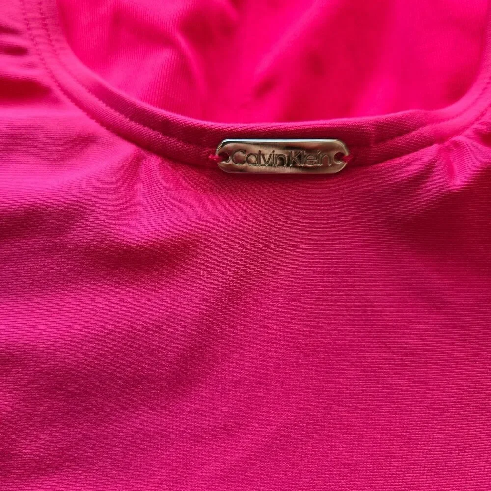 Calvin Klein Ruched Panel One Piece Swimsuit Women's Size 10 - Picture 7 of 9